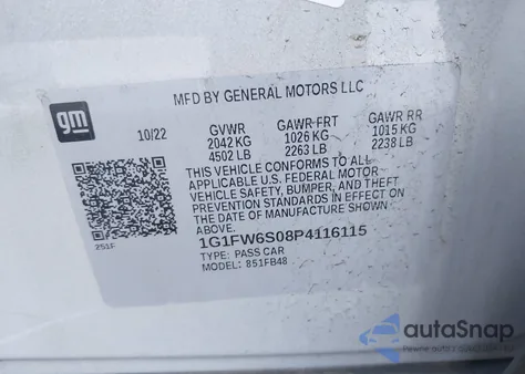 2023 Chevrolet Bolt Ev Fwd 1Lt из США, поврежденный, VIN 1G1FW6S08P4116115